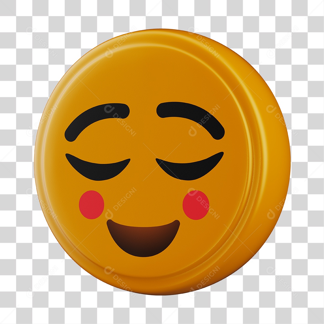 Emoji Sorrindo Com Olhos Fechados 3D Para Composição PNG Transparente