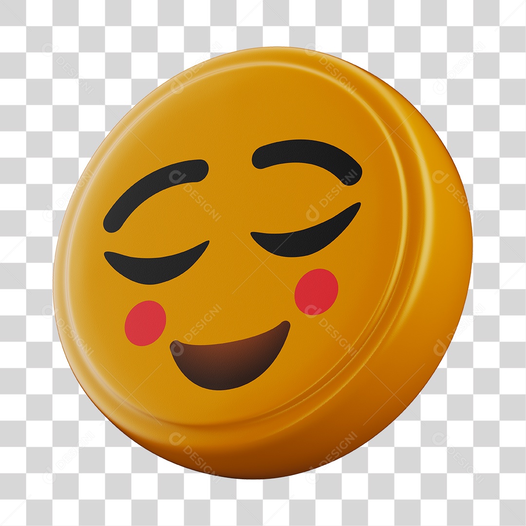 Emoji Sorrindo Com Olhos Fechados 3D Para Composição PNG Transparente