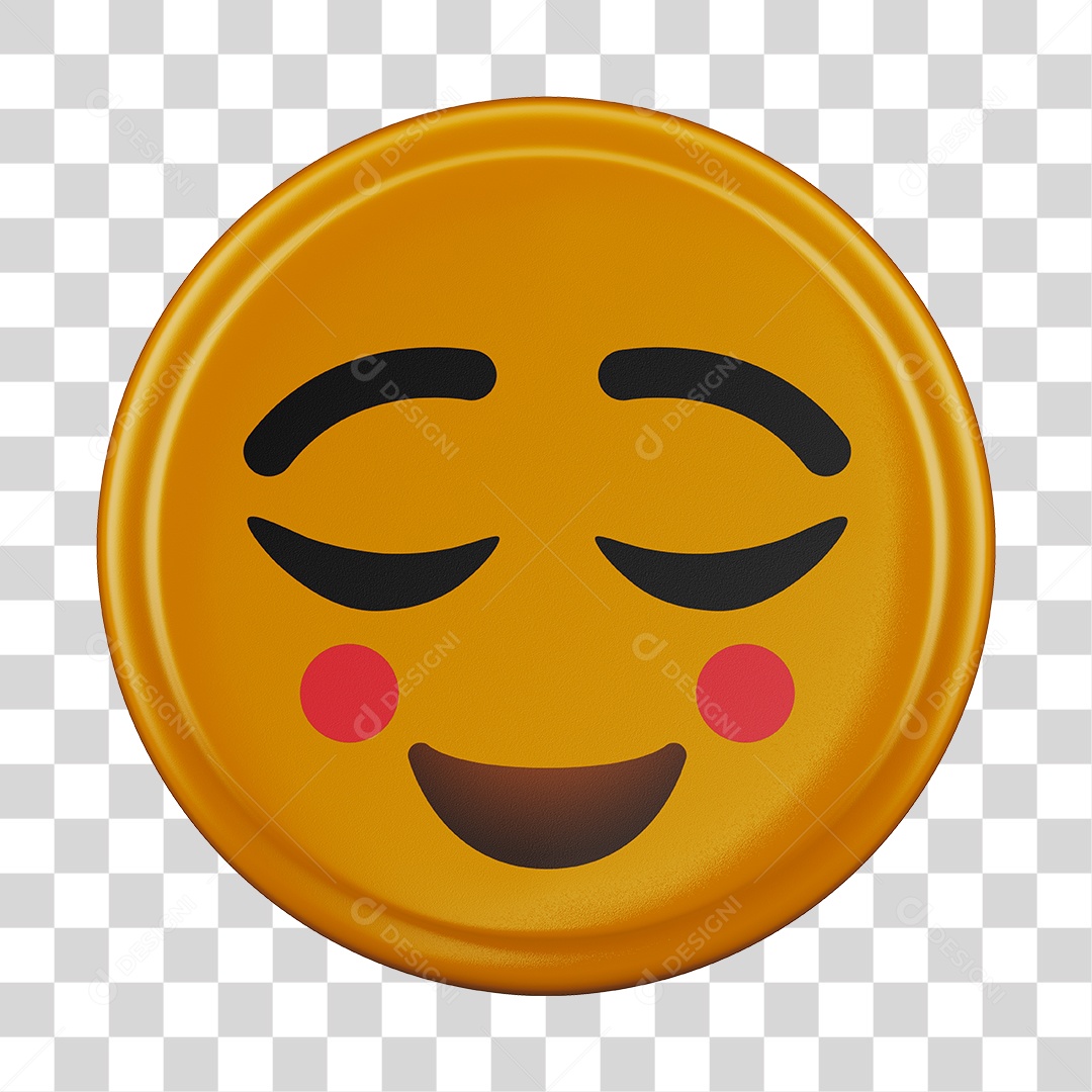 Emoji Sorrindo Com Olhos Fechados 3D Para Composição PNG Transparente