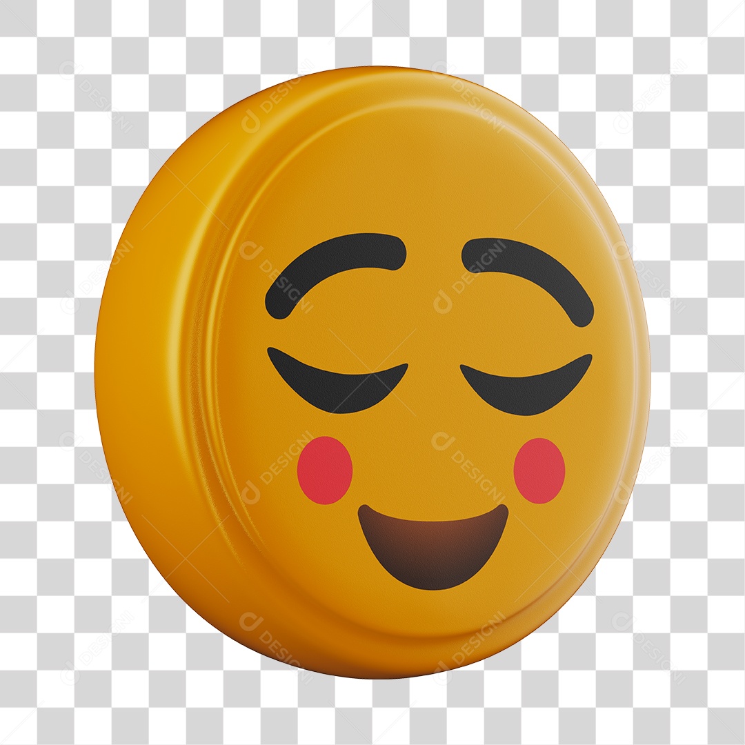 Emoji Sorrindo Com Olhos Fechados 3D Para Composição PNG Transparente