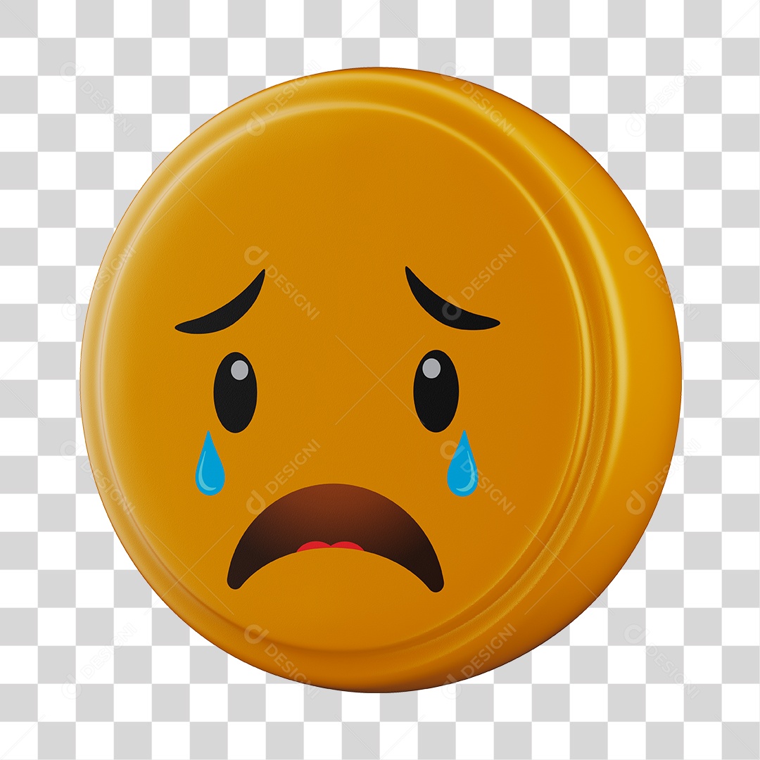 Emoji Triste 3D Para Composição PNG Transparente