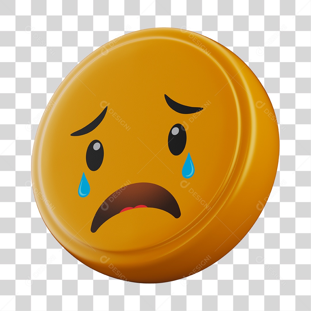 Emoji Triste 3D Para Composição PNG Transparente