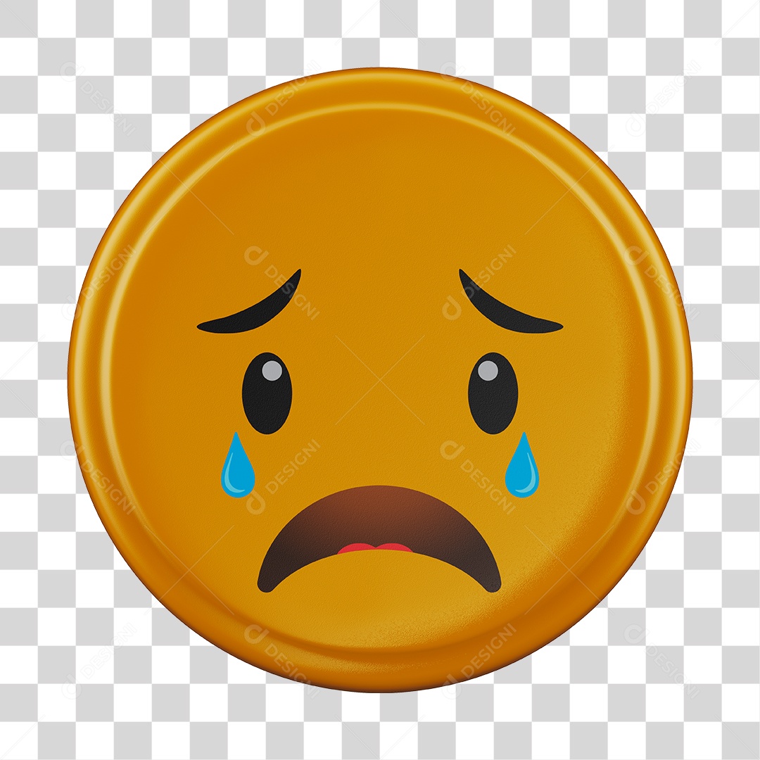 Emoji Triste 3D Para Composição PNG Transparente