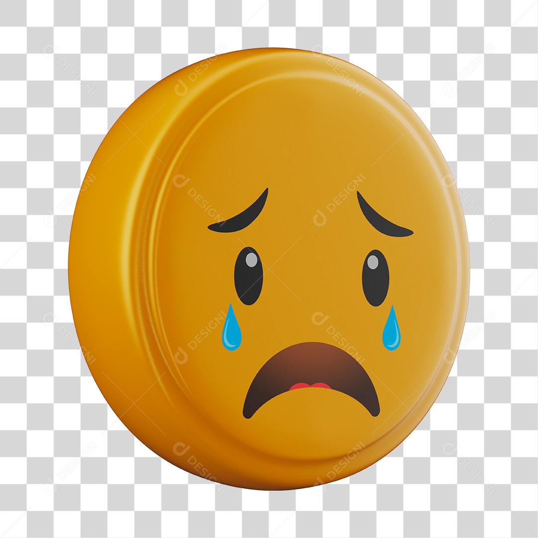 Emoji Triste 3D Para Composição PNG Transparente