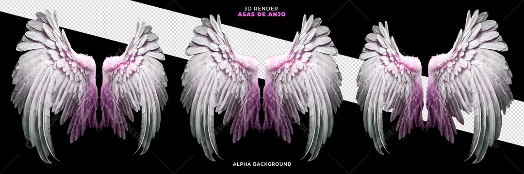 Asas De Anjos Branca Elemento 3D Para Composição PSD