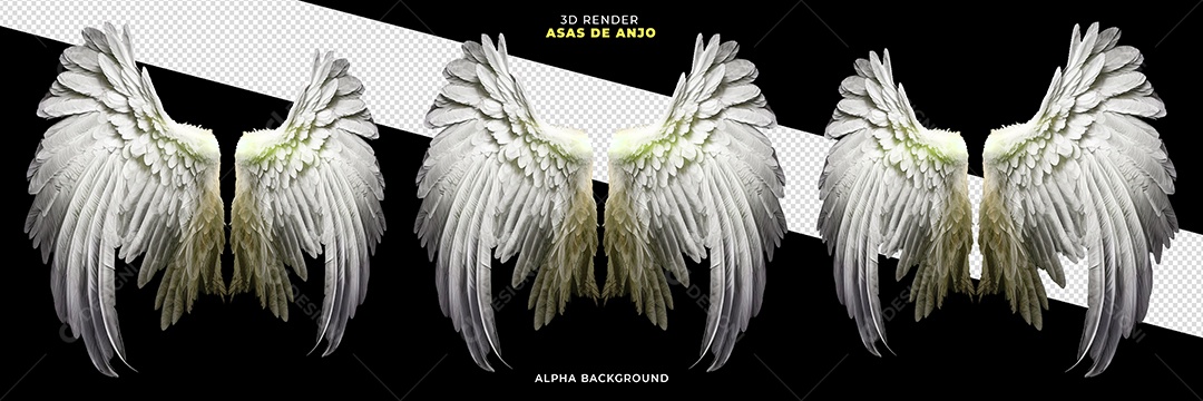 Asas De Anjos Branca Elemento 3D Para Composição PSD
