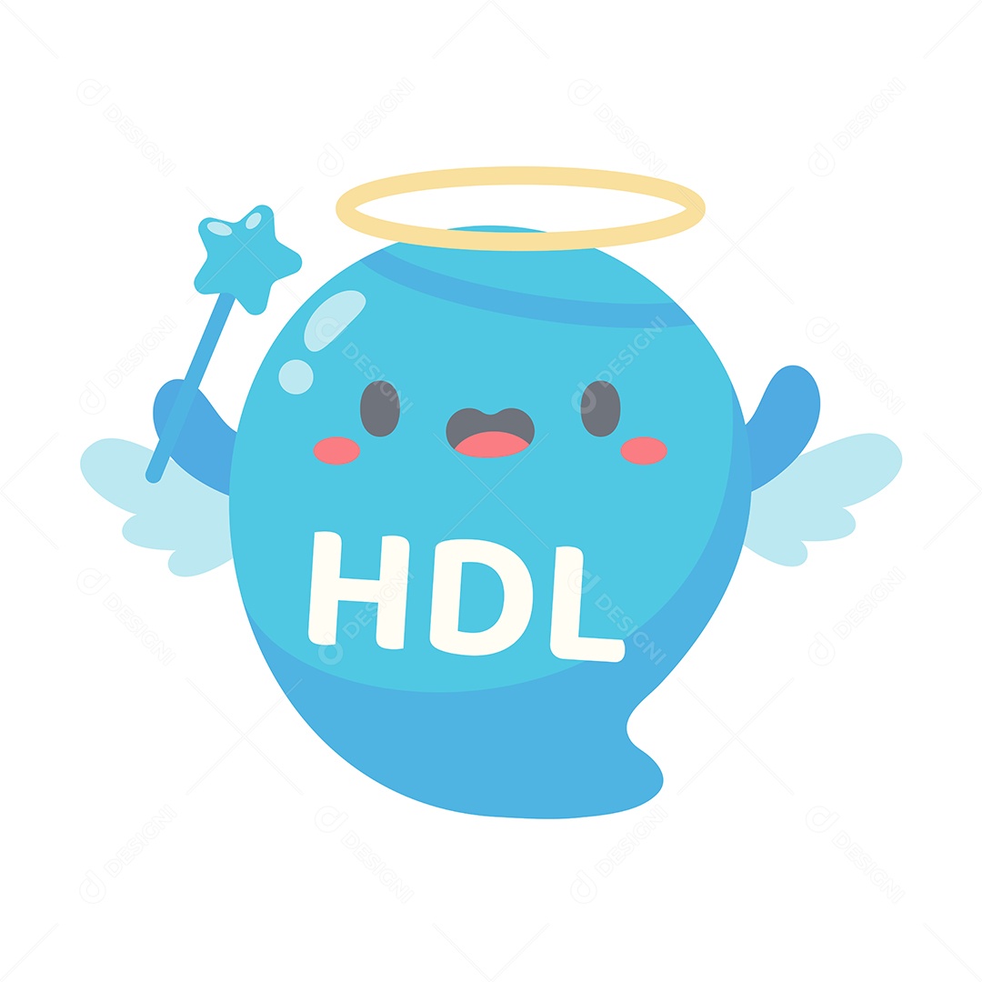 Tipo De Colesterol HDL Desenho De Anjinho Azul Vetor EPS