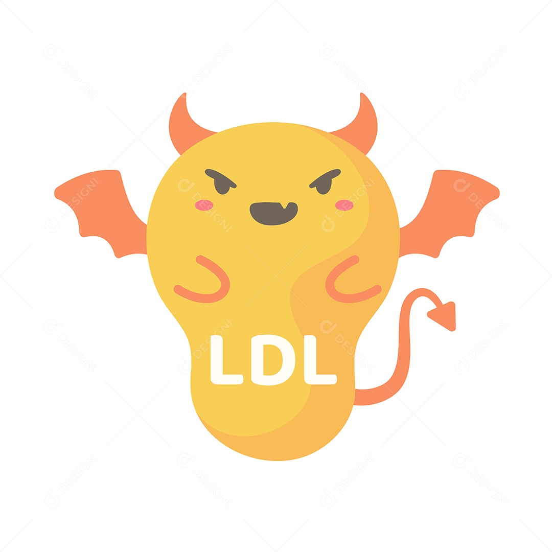 Tipo De Colesterol LDL Desenho De Monstro Amarelo Vetor EPS