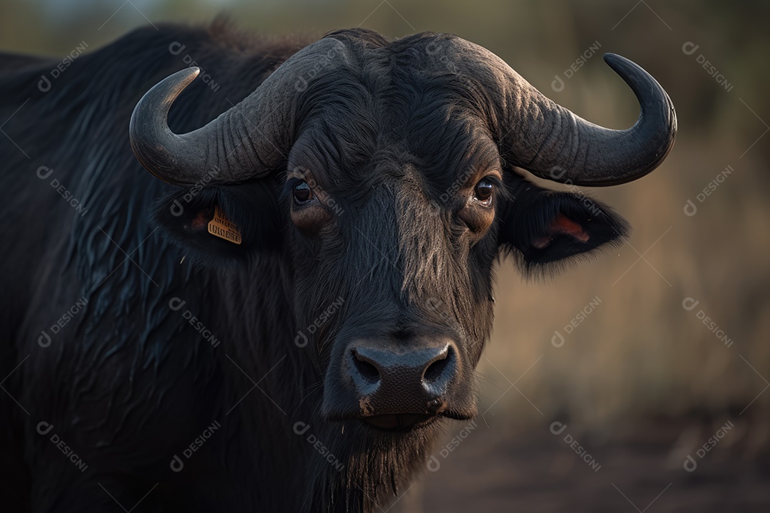 Búfalo olhando para a câmera fundo bonito gerado por IA