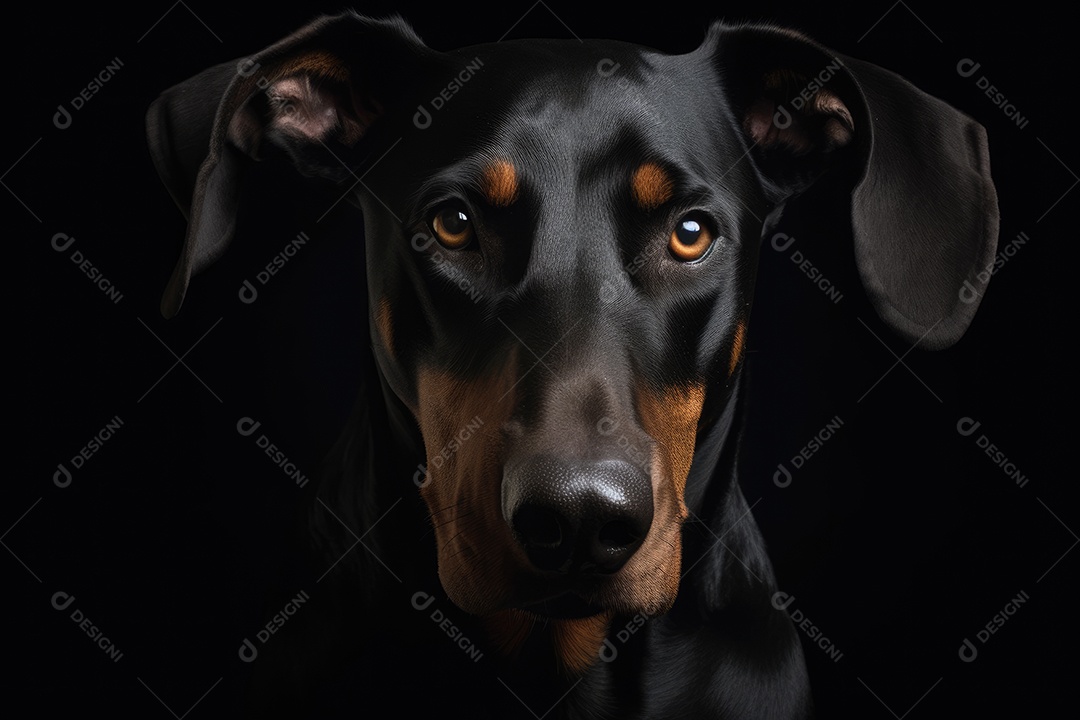 Cachorro olhando para a câmera fundo preto gerado por IA