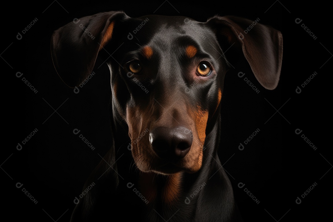 Cachorro olhando para a câmera fundo preto gerado por IA