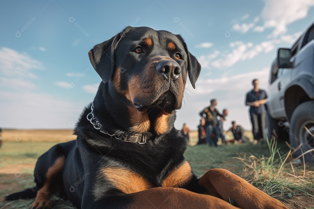 Cachorro olhando para a câmera fundo preto gerado por IA