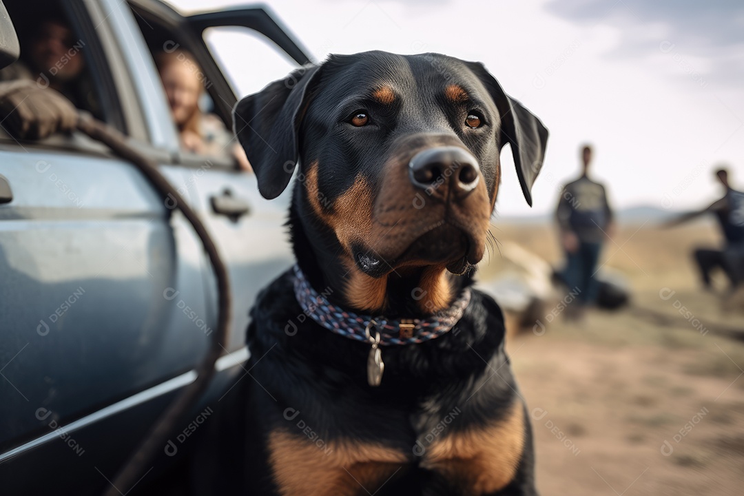 Cachorro olhando para a câmera fundo preto gerado por IA