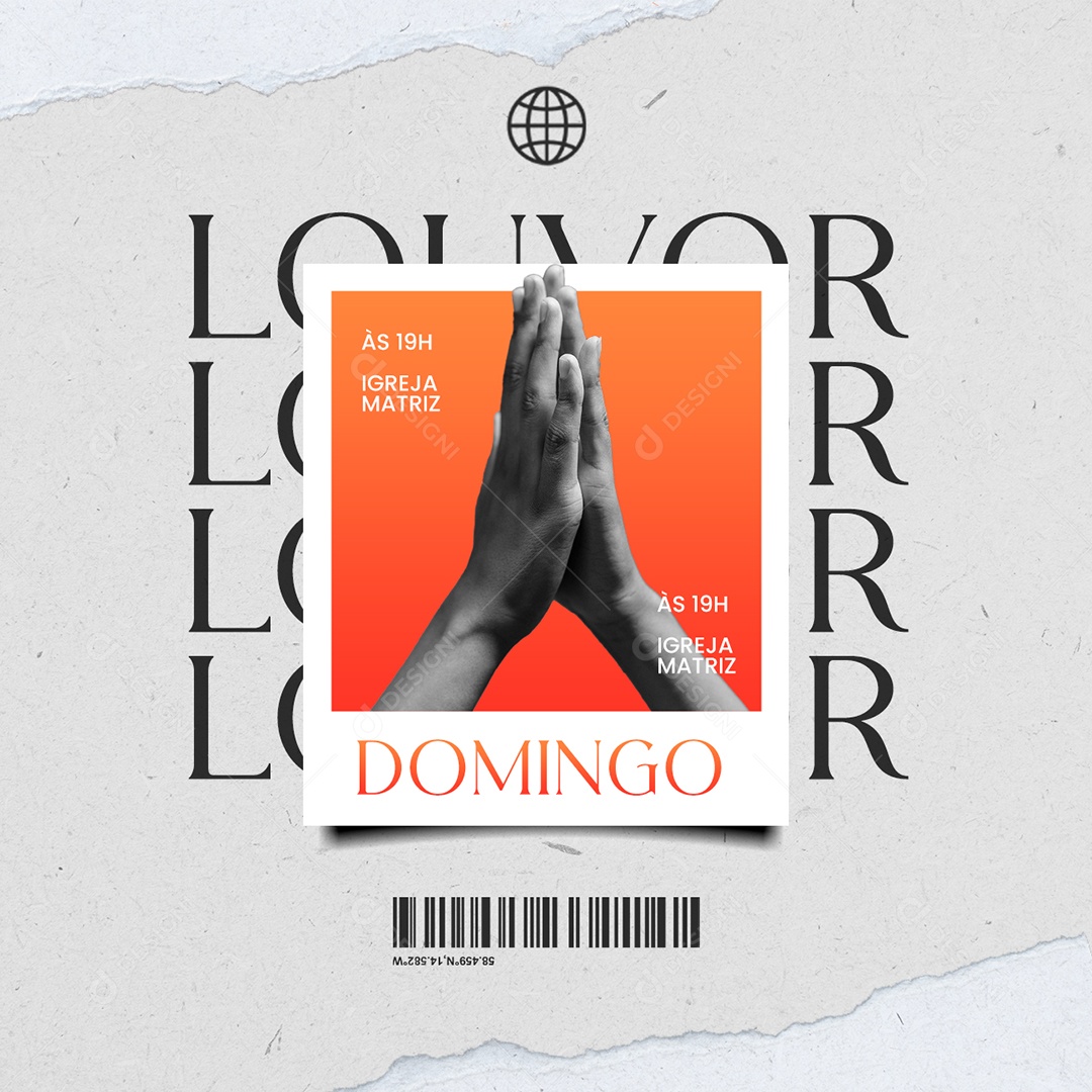 Igreja Matriz Domingo Louvor Gospel Social Media PSD Editável