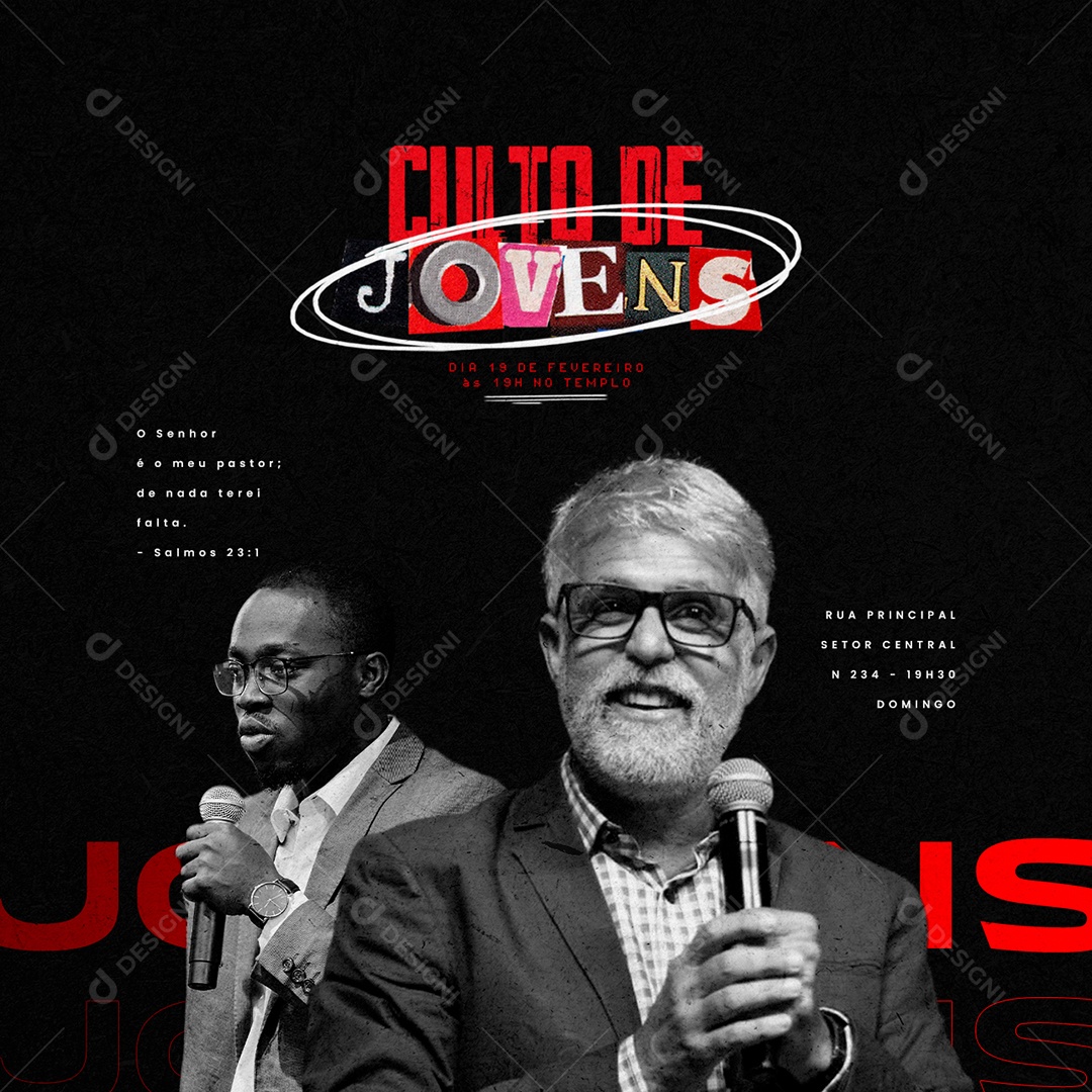 Culto De Jovens Igreja Gospel Social Media PSD Editável