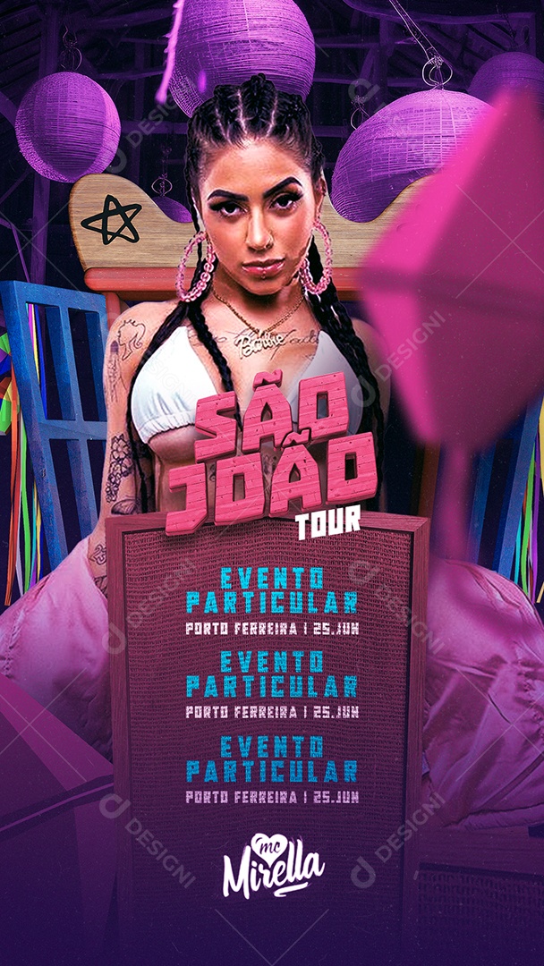 Story São João Tour Flyer Mc Mirella Social Media PSD Editável