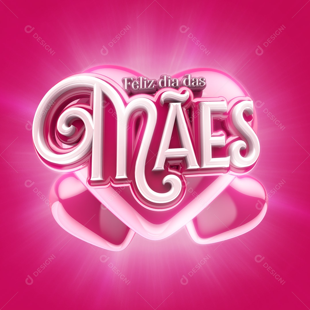 Selo 3D Para Composição Feliz Dia Das Mães PSD
