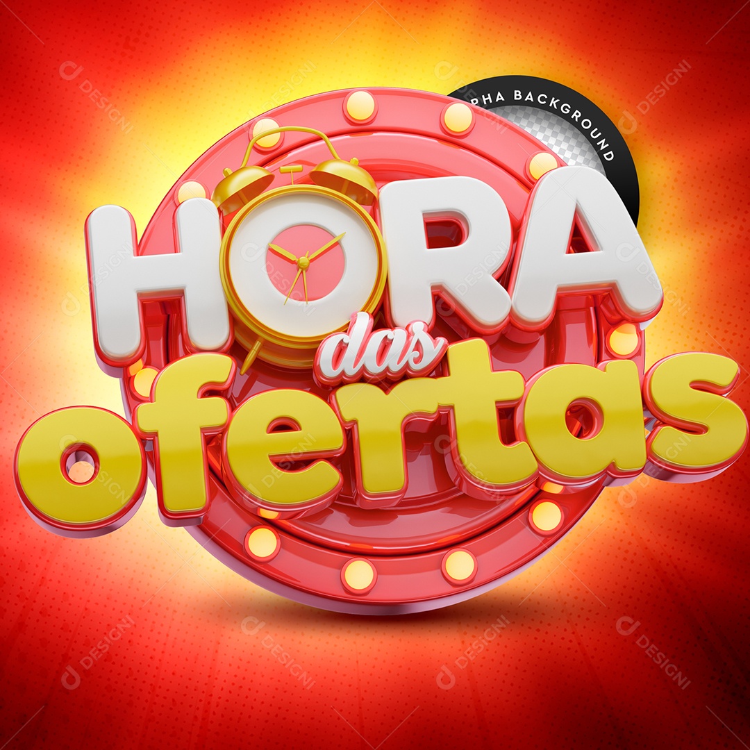 Selo 3D Para Composição Hora Das Ofertas PSD