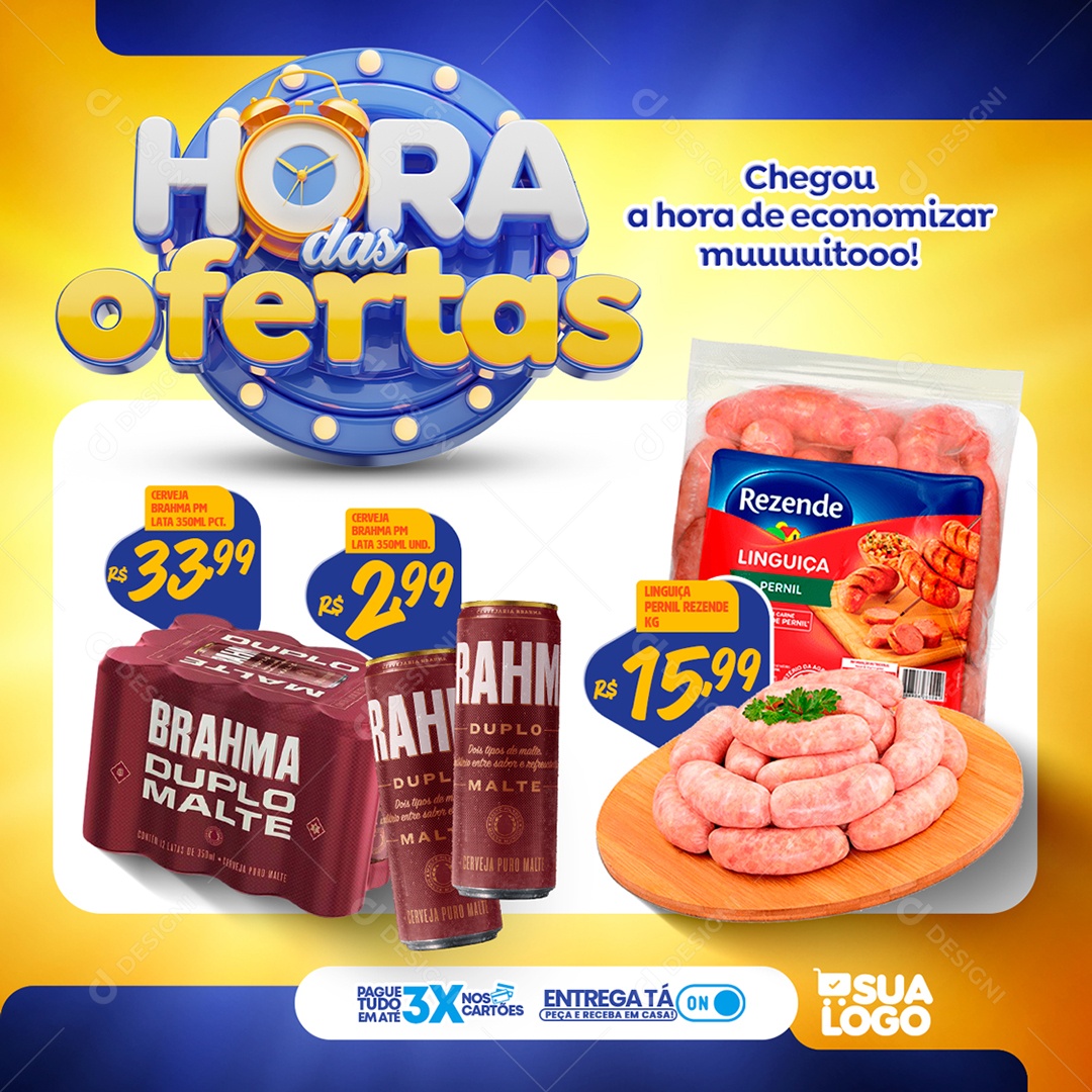 Encarte Hora Das Ofertas Venha Conferir Social Media PSD Editável