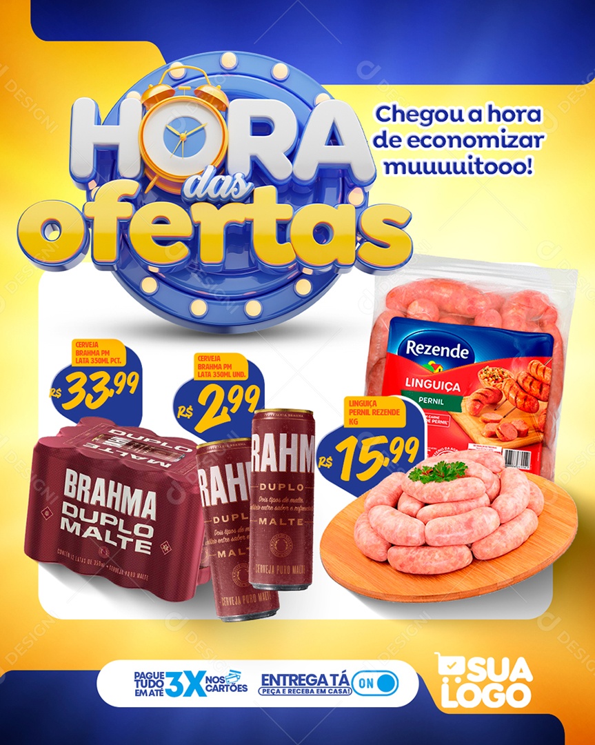 Encarte Hora Das Ofertas Venha Conferir Social Media PSD Editável