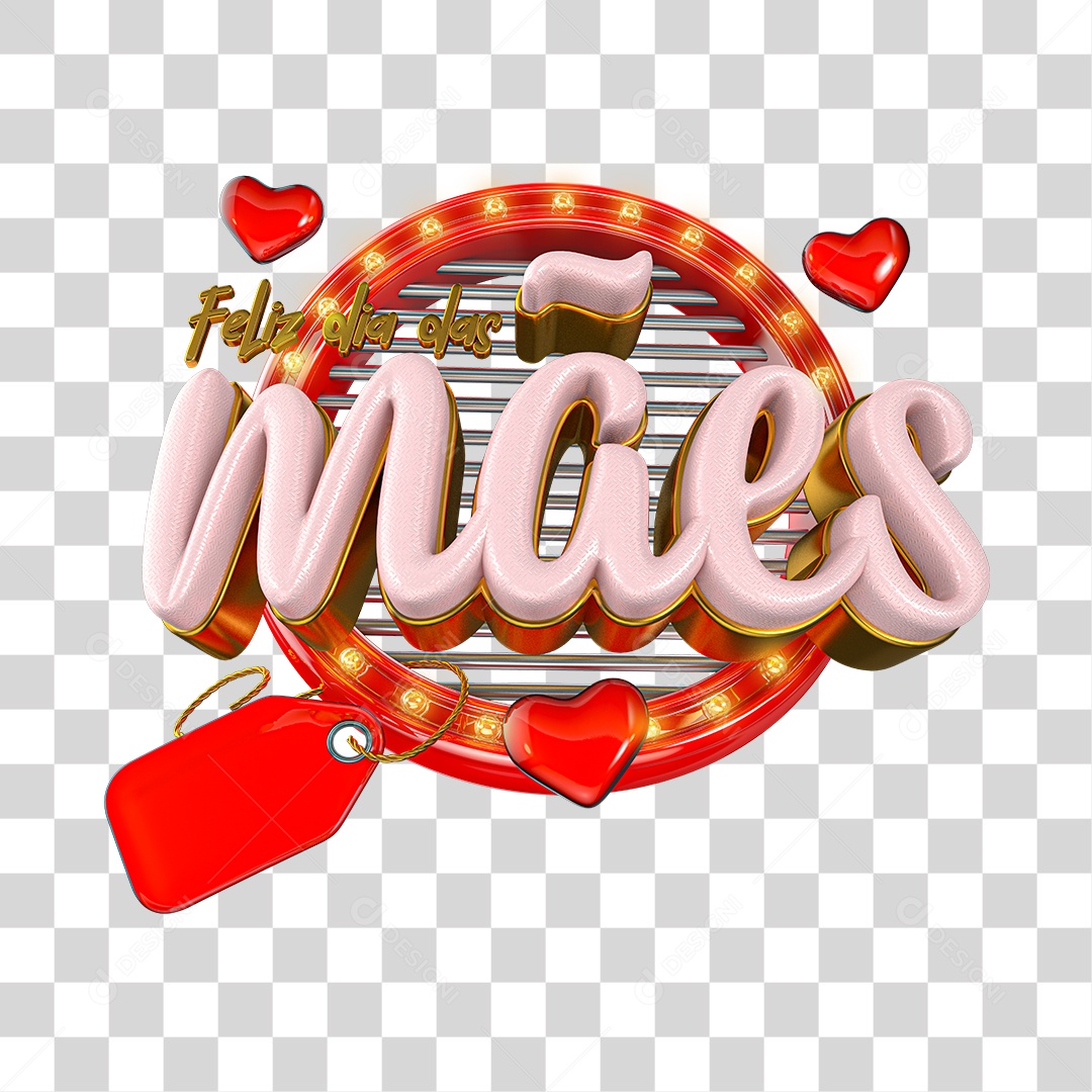 Selo 3D Para Composição Feliz Dia Das Mães PNG Transparente