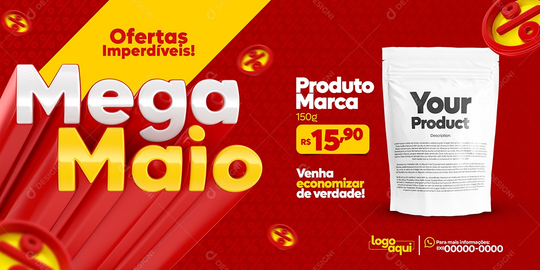 Banner Offers Unmissable Mega May Product Supermarket Social Media PSD Editable