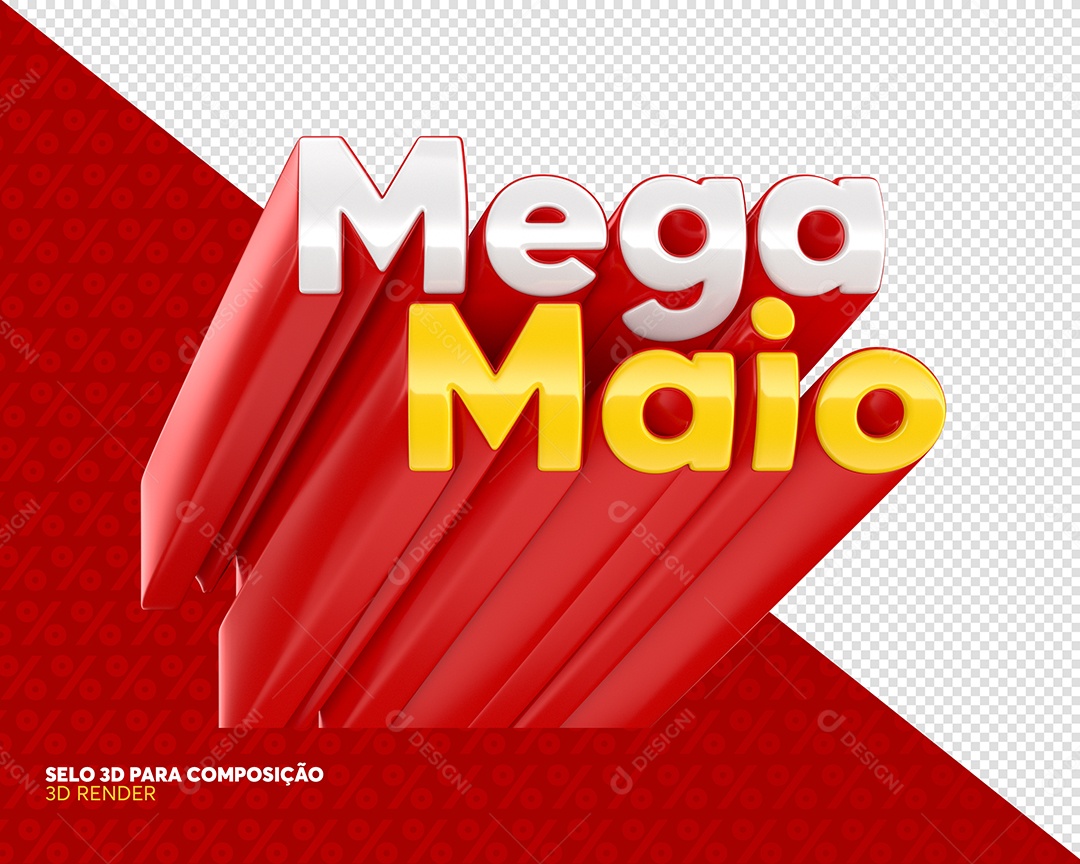 Mega Maio Selo 3D Vermelho Para Composição PSD