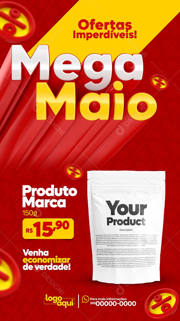 Story Ofertas Imperdíveis Mega Maio Produto Supermercado Social Media PSD Editável
