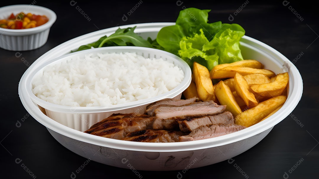 Prato de comida sobre uma mesa de restaurante