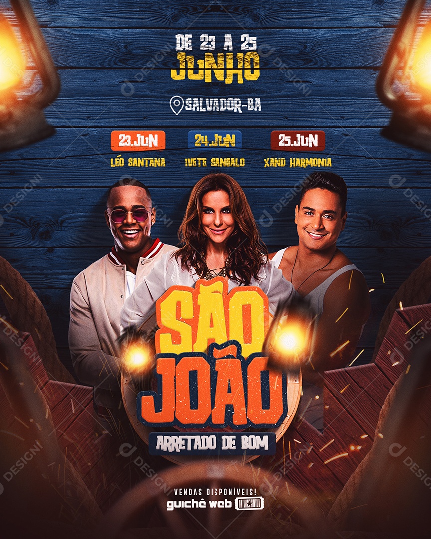 Flyer São João Arretado de Bom Social Media PSD Editável