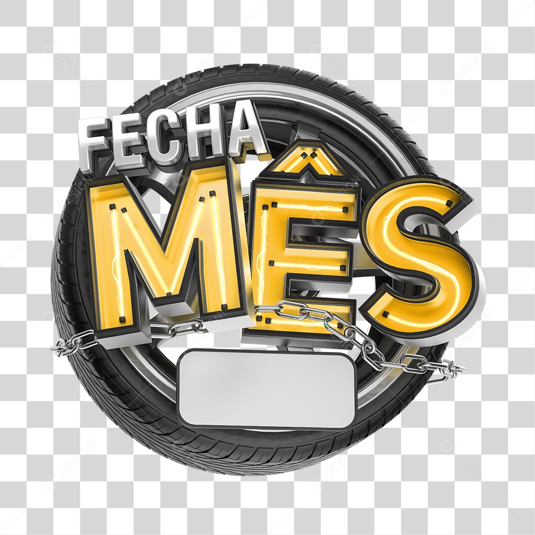 Selo 3D Auto Peças Fecha Mês PNG Transparente