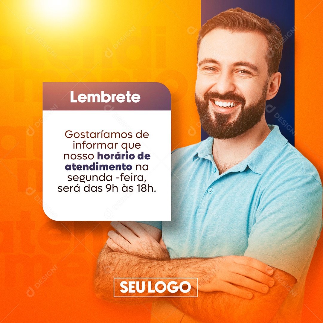 Social Media Lembrete Com Horário De Funcionamento PSD Editavel