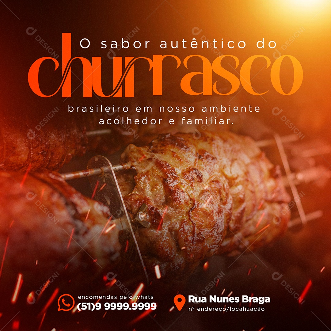 Social Media O Sabor Autentico Do Churrasco PSD Editavel