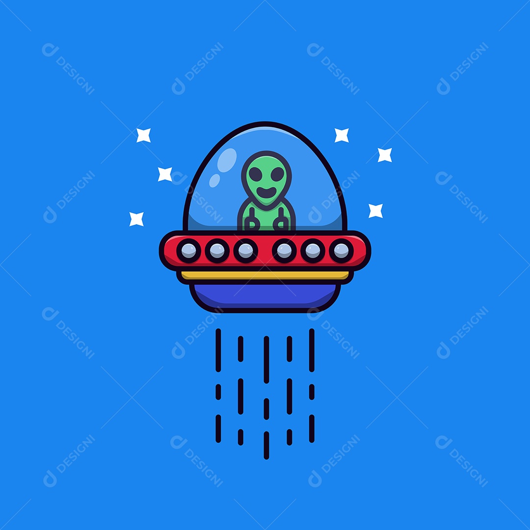 Alienígena em Nave Espacial Vetor EPS Editável