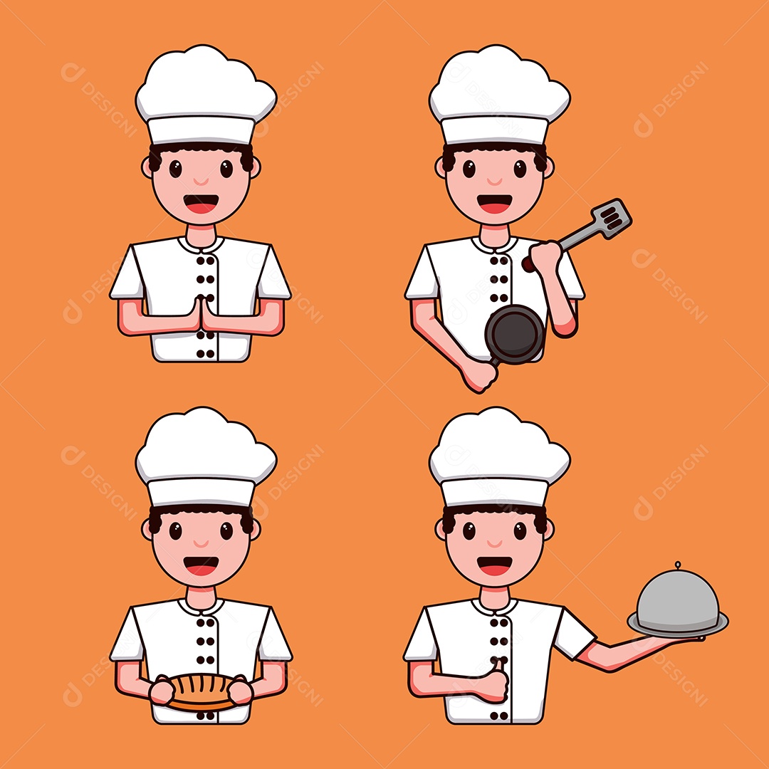 Conjunto de Personagens Chef Com Vários Estilos, Ilustração Vetorial EPS