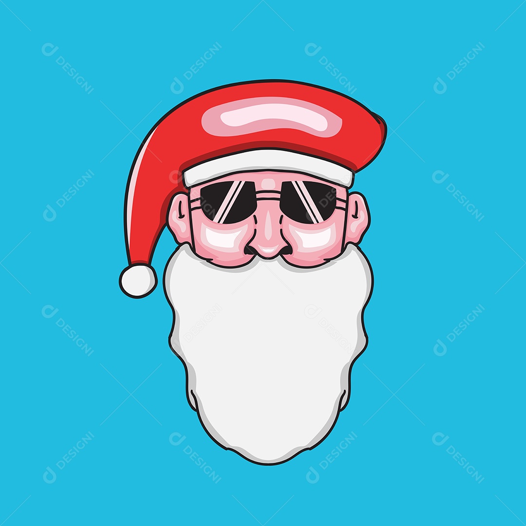 Ilustração de Papai Noel Com Óculos de Sol Vetor EPS Editável