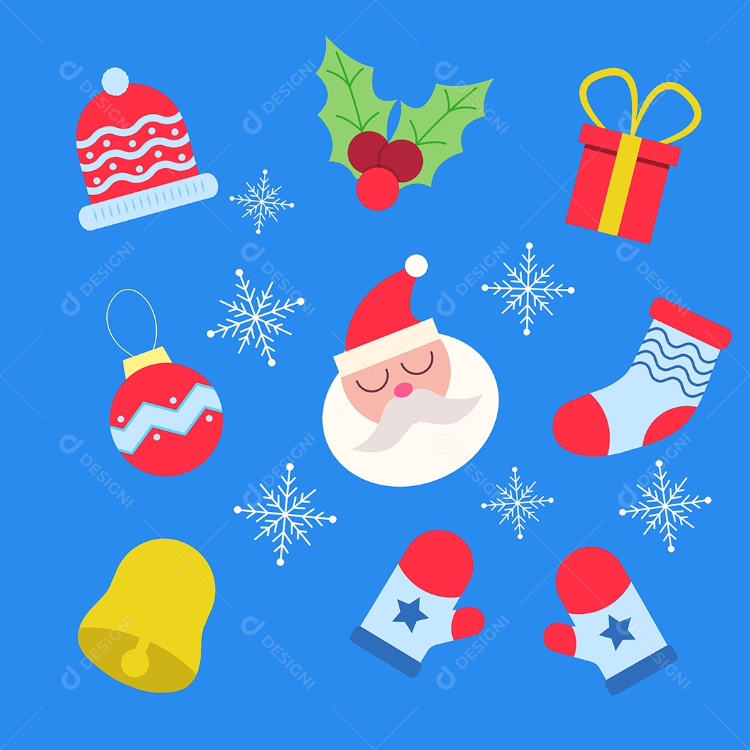 Ilustração Elementos de Natal Vetor EPS Editável