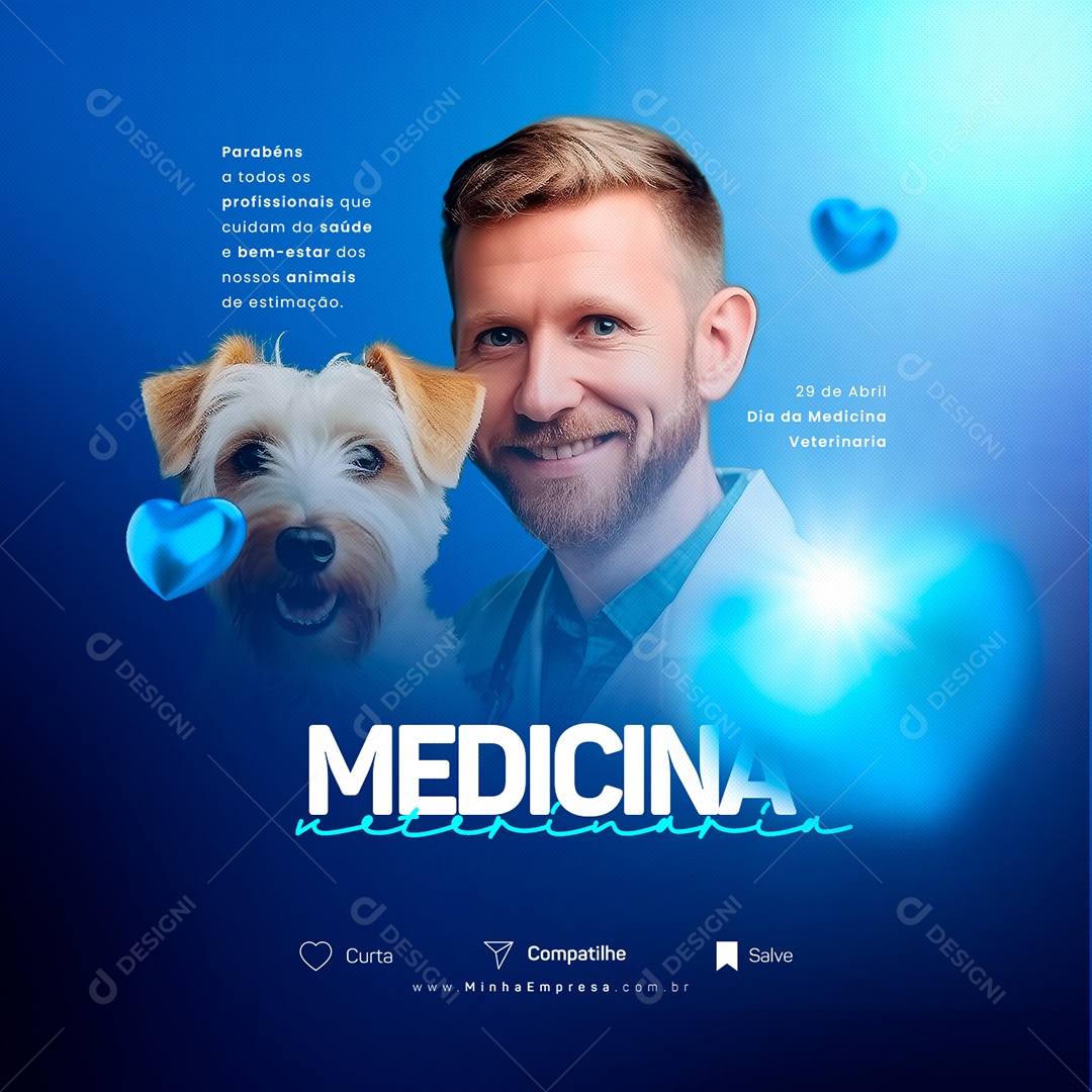 Parabéns A Todos Os Profissionais Dia Mundial Da Medicina Veterinária Social Media PSD Editável