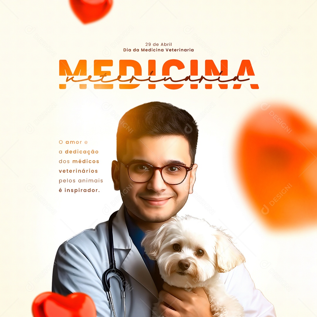O Amor é a Dedicação Dia Mundial Da Medicina Veterinária Social Media PSD Editável