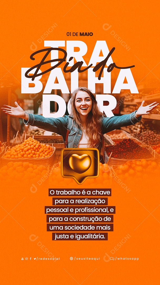 Story O Trabalho é a Chave Para A Realização Pessoal e Profissional Dia Do Trabalhador Social Media PSD Editável