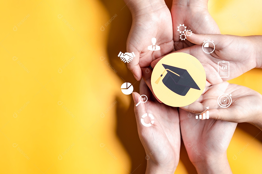 Conceito de formatura. Aprender educar, estudar conhecimento para ideias