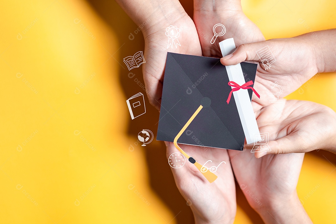 Conceito de formatura. Aprender educar, estudar conhecimento para ideias