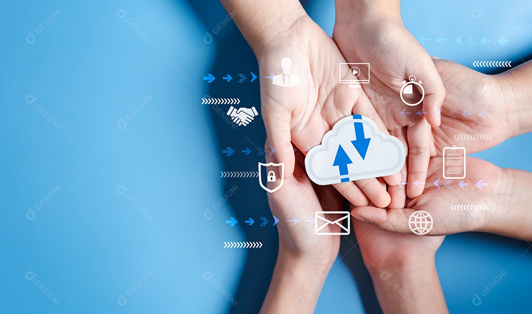 Tecnologia digital do diagrama de computação em nuvem, pessoas de negócios no sistema Cloud.