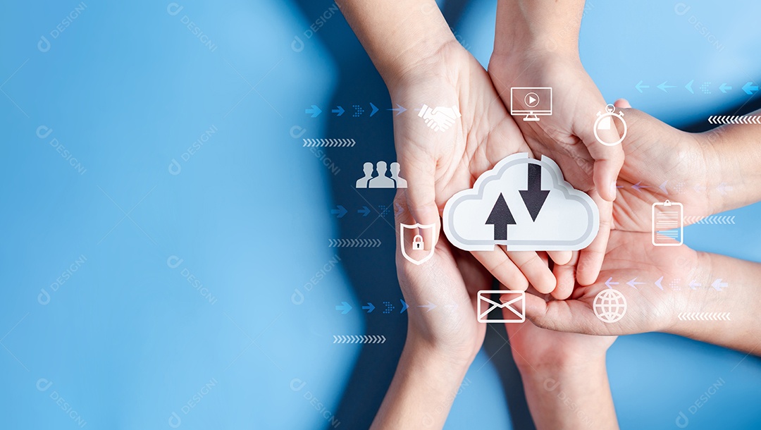 Tecnologia digital do diagrama de computação em nuvem, pessoas de negócios no sistema Cloud.