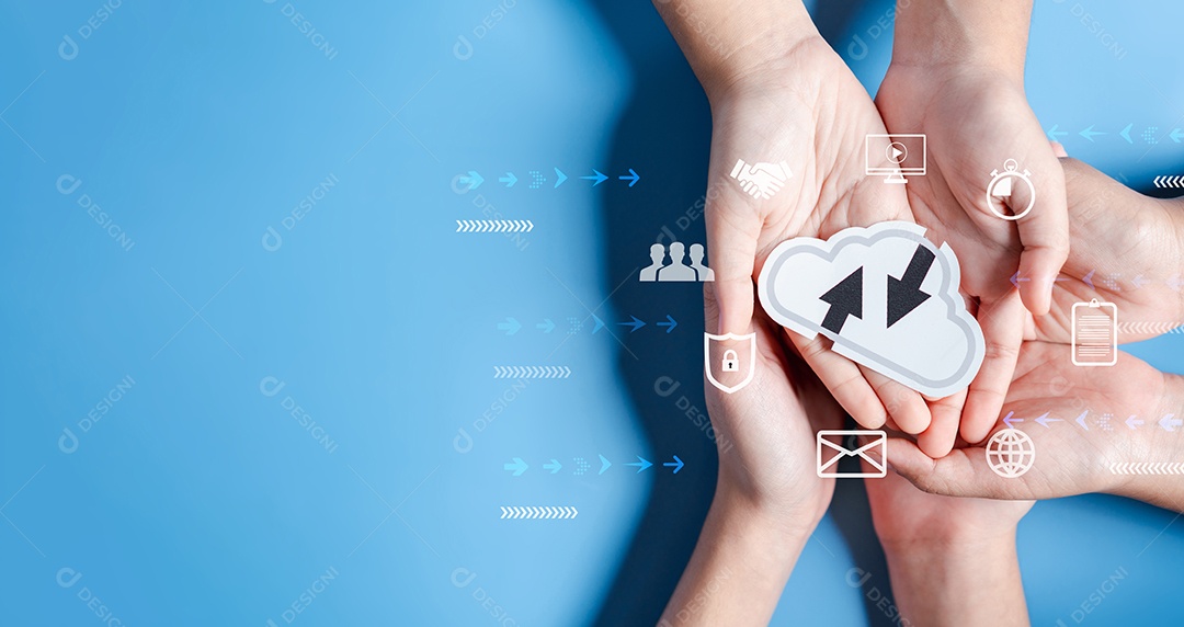 Tecnologia digital do diagrama de computação em nuvem, pessoas de negócios no sistema Cloud.