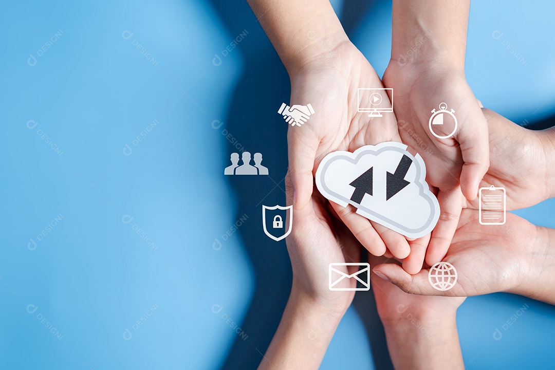 Tecnologia digital do diagrama de computação em nuvem, pessoas de negócios no sistema Cloud.