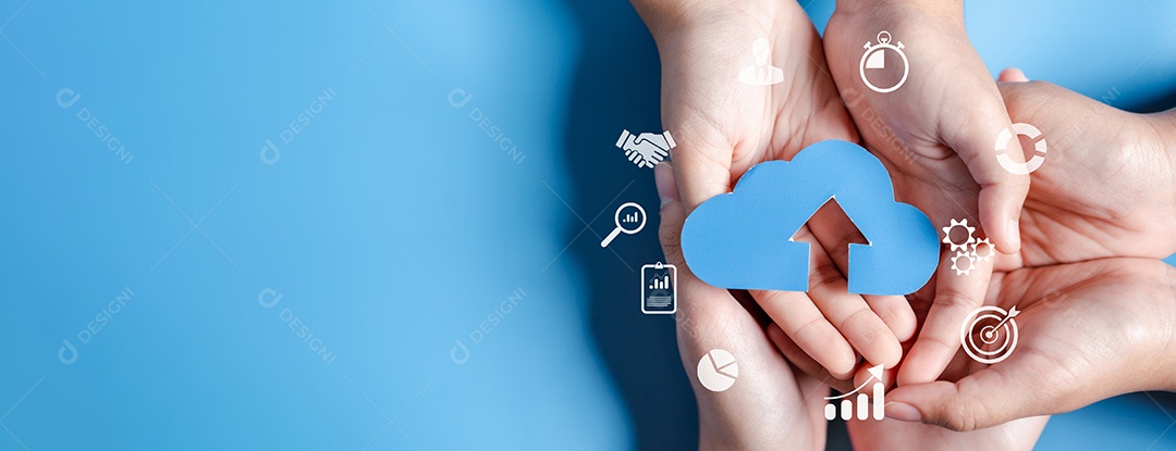 Tecnologia digital do diagrama de computação em nuvem, pessoas de negócios no sistema Cloud.