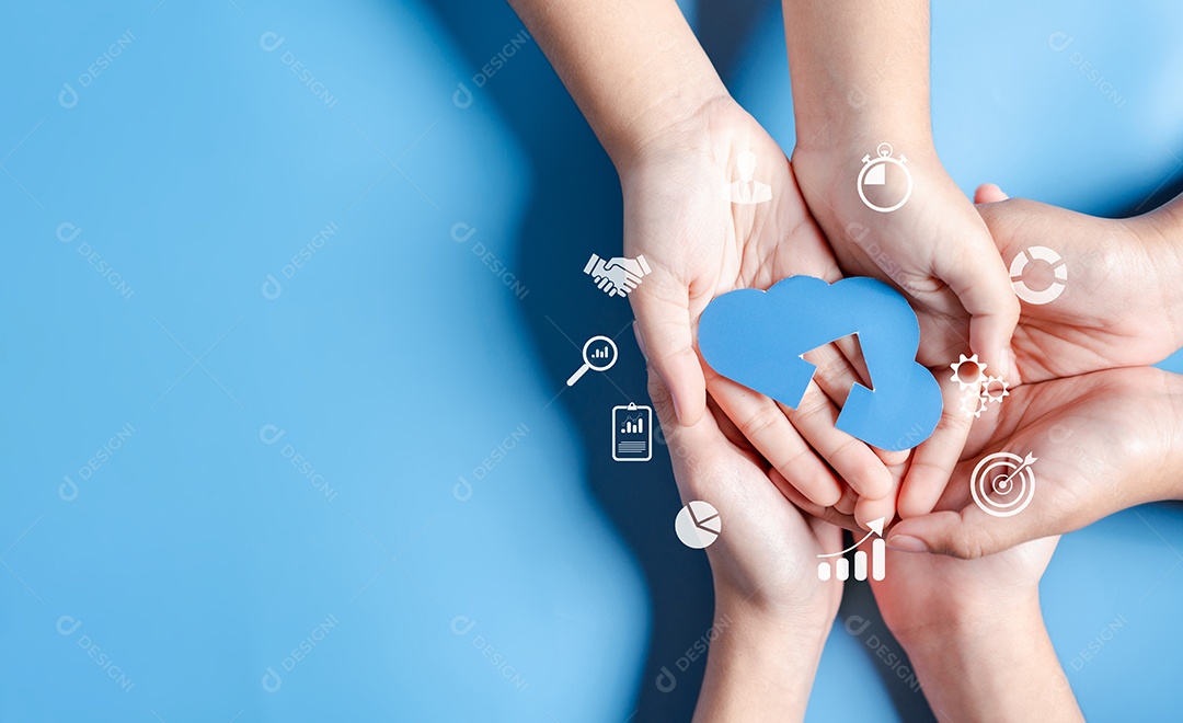 Tecnologia digital do diagrama de computação em nuvem, pessoas de negócios no sistema Cloud.