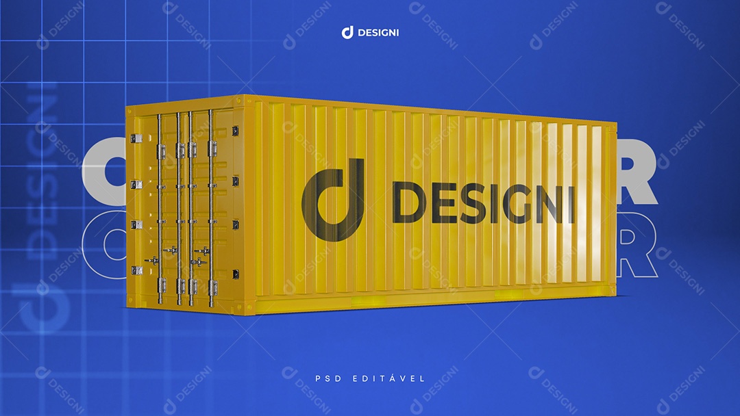 Mockup De Container Amarelo PSD Editável