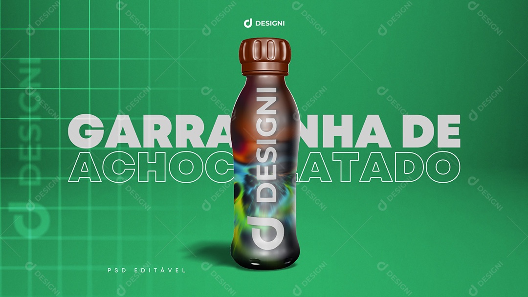 Mockup Garrafinha Achocolatado PSD Editável